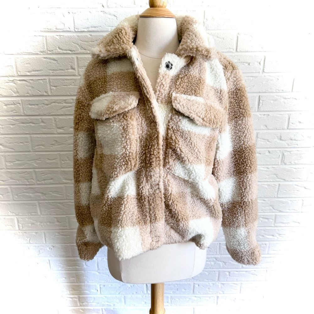 Avec Les Filles Plaid Sherpa Lined Jacket Coat Size Medium